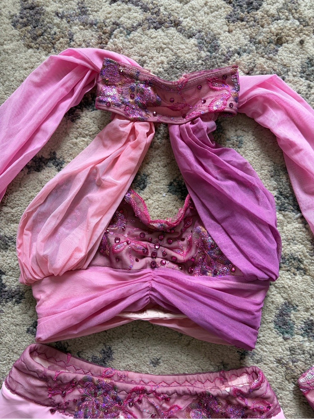 Custom Light Pink Two Piece Dance Costume - Picture 3 of 7